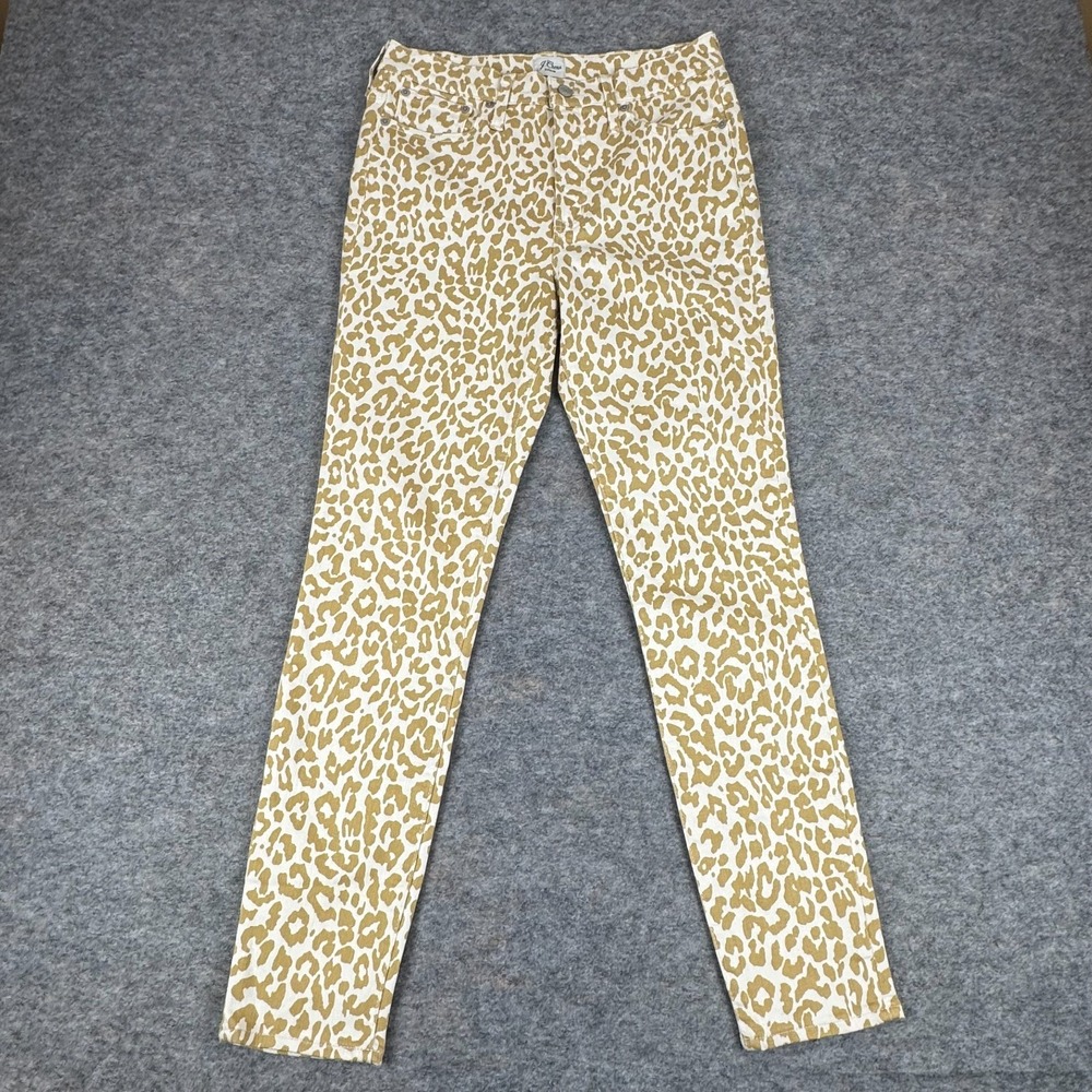 J Crew 10"‎ High Rise Toothpick Jeans Animal Print Safari Leopard Womens 28